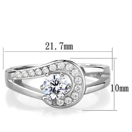 High polished (no plating) Stainless Steel Ring with AAA Grade CZ  in Clear
