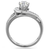 High polished (no plating) Stainless Steel Ring with AAA Grade CZ  in Clear