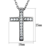 High polished (no plating) Stainless Steel Chain Pendant with AAA Grade CZ  in Clear