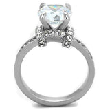 No Plating Stainless Steel Ring with AAA Grade CZ  in Clear