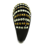 IP Black(Ion Plating) Stainless Steel Ring with Top Grade Crystal  in Multi Color
