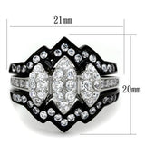 Two-Tone IP Black (Ion Plating) Stainless Steel Ring with AAA Grade CZ  in Clear