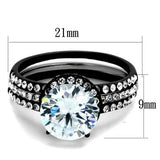 Two-Tone IP Black (Ion Plating) Stainless Steel Ring with AAA Grade CZ  in Clear