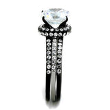 Two-Tone IP Black (Ion Plating) Stainless Steel Ring with AAA Grade CZ  in Clear