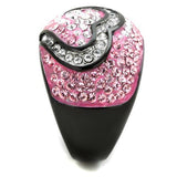Two-Tone IP Black (Ion Plating) Stainless Steel Ring with Top Grade Crystal  in Light Rose