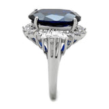 High polished (no plating) Stainless Steel Ring with Synthetic Spinel in London Blue