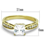 IP Gold(Ion Plating) Stainless Steel Ring with AAA Grade CZ  in Clear
