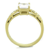 IP Gold(Ion Plating) Stainless Steel Ring with AAA Grade CZ  in Clear