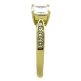IP Gold(Ion Plating) Stainless Steel Ring with AAA Grade CZ  in Clear