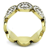 IP Gold(Ion Plating) Stainless Steel Ring with Top Grade Crystal  in Clear