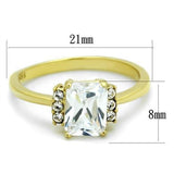 IP Gold(Ion Plating) Stainless Steel Ring with AAA Grade CZ  in Clear