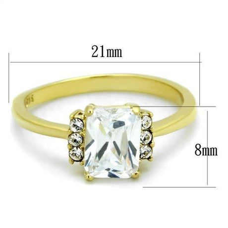 IP Gold(Ion Plating) Stainless Steel Ring with AAA Grade CZ  in Clear
