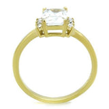 IP Gold(Ion Plating) Stainless Steel Ring with AAA Grade CZ  in Clear