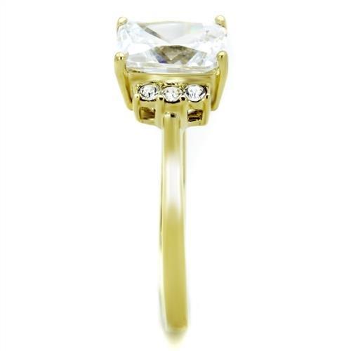 IP Gold(Ion Plating) Stainless Steel Ring with AAA Grade CZ  in Clear