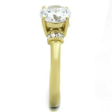 IP Gold(Ion Plating) Stainless Steel Ring with AAA Grade CZ  in Clear