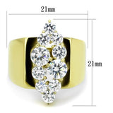 IP Gold(Ion Plating) Stainless Steel Ring with AAA Grade CZ  in Clear