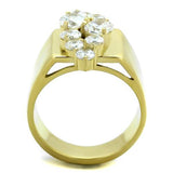 IP Gold(Ion Plating) Stainless Steel Ring with AAA Grade CZ  in Clear