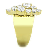 IP Gold(Ion Plating) Stainless Steel Ring with AAA Grade CZ  in Clear