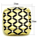 IP Gold(Ion Plating) Stainless Steel Ring with Top Grade Crystal  in Clear