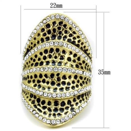 IP Gold(Ion Plating) Stainless Steel Ring with Top Grade Crystal  in Clear