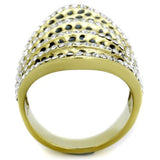 IP Gold(Ion Plating) Stainless Steel Ring with Top Grade Crystal  in Clear