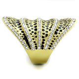 IP Gold(Ion Plating) Stainless Steel Ring with Top Grade Crystal  in Clear