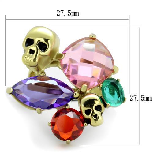 IP Gold(Ion Plating) Stainless Steel Ring with AAA Grade CZ  in Multi Color