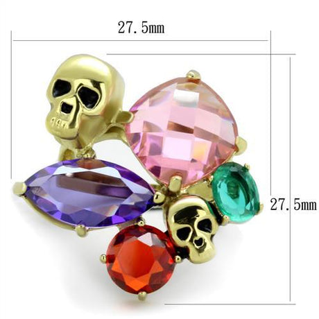 IP Gold(Ion Plating) Stainless Steel Ring with AAA Grade CZ  in Multi Color