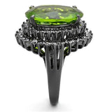 IP Light Black  (IP Gun) Stainless Steel Ring with Synthetic Synthetic Glass in Peridot