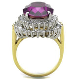 Two-Tone IP Gold (Ion Plating) Stainless Steel Ring with Top Grade Crystal  in Amethyst
