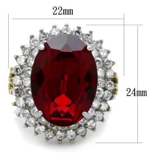 Two-Tone IP Gold (Ion Plating) Stainless Steel Ring with Top Grade Crystal  in Siam
