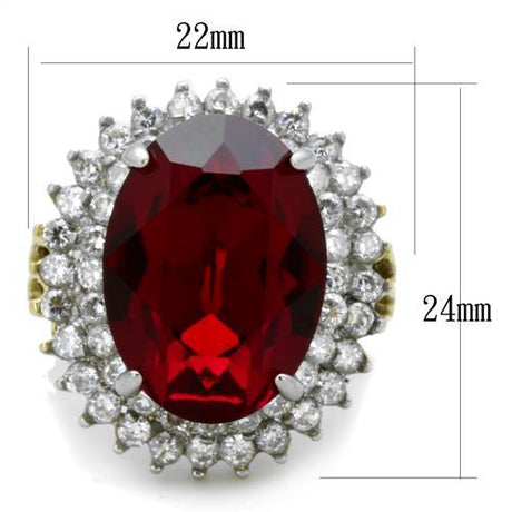 Two-Tone IP Gold (Ion Plating) Stainless Steel Ring with Top Grade Crystal  in Siam