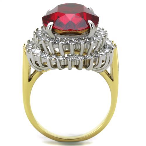 Two-Tone IP Gold (Ion Plating) Stainless Steel Ring with Top Grade Crystal  in Siam