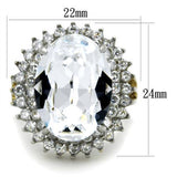 Two-Tone IP Gold (Ion Plating) Stainless Steel Ring with Top Grade Crystal  in Clear