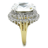 Two-Tone IP Gold (Ion Plating) Stainless Steel Ring with Top Grade Crystal  in Clear