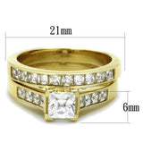IP Gold(Ion Plating) Stainless Steel Ring with AAA Grade CZ  in Clear