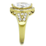 IP Gold(Ion Plating) Stainless Steel Ring with AAA Grade CZ  in Clear