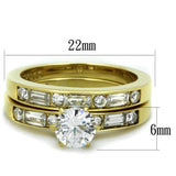 IP Gold(Ion Plating) Stainless Steel Ring with AAA Grade CZ  in Clear