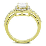 IP Gold(Ion Plating) Stainless Steel Ring with AAA Grade CZ  in Clear