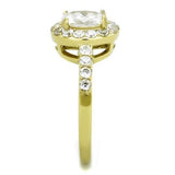 IP Gold(Ion Plating) Stainless Steel Ring with AAA Grade CZ  in Clear