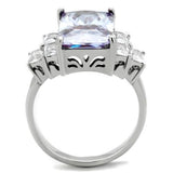 High polished (no plating) Stainless Steel Ring with AAA Grade CZ  in Light Amethyst