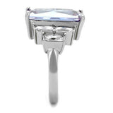 High polished (no plating) Stainless Steel Ring with AAA Grade CZ  in Light Amethyst