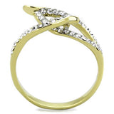 Two-Tone IP Gold (Ion Plating) Stainless Steel Ring with Top Grade Crystal  in Clear