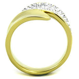 Two-Tone IP Gold (Ion Plating) Stainless Steel Ring with Top Grade Crystal  in Clear