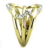 Two-Tone IP Gold (Ion Plating) Stainless Steel Ring with Top Grade Crystal  in Clear