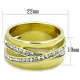 Two-Tone IP Gold (Ion Plating) Stainless Steel Ring with Top Grade Crystal  in Clear