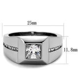 High polished (no plating) Stainless Steel Ring with AAA Grade CZ  in Clear