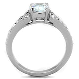 High polished (no plating) Stainless Steel Ring with AAA Grade CZ  in Clear