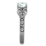 High polished (no plating) Stainless Steel Ring with AAA Grade CZ  in Clear