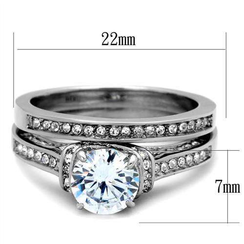 High polished (no plating) Stainless Steel Ring with AAA Grade CZ  in Clear